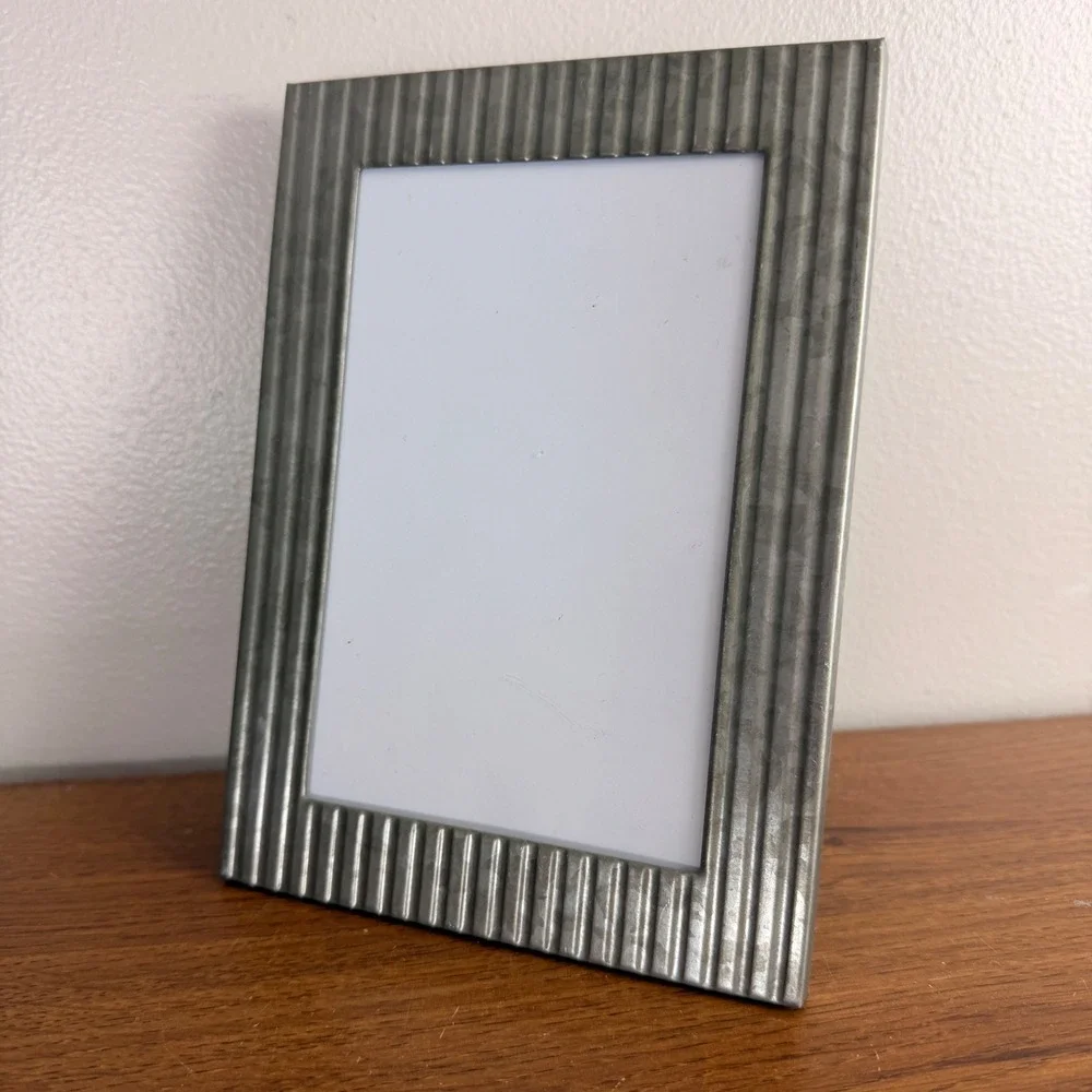 Galvanized Metal 4x6 Picture Frame Corrugated Rustic Farmhouse Industrial